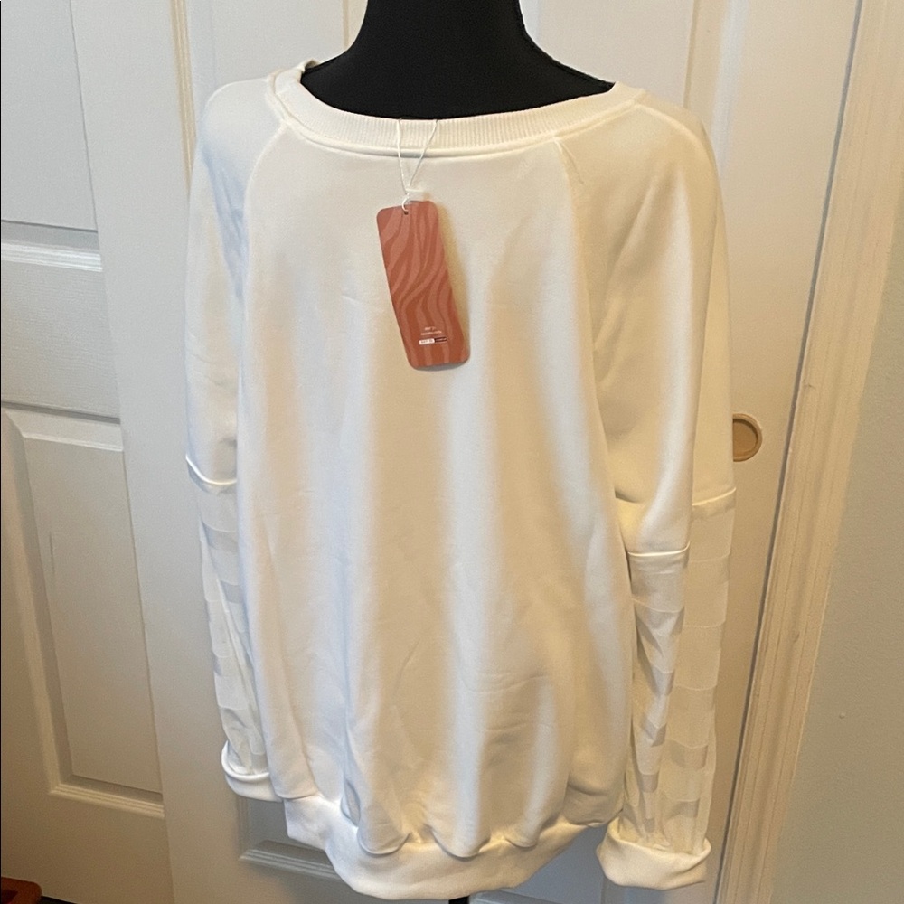 SHEIN White Sweatshirt with Sheer Sleeves 3XL - Picture 3 of 9